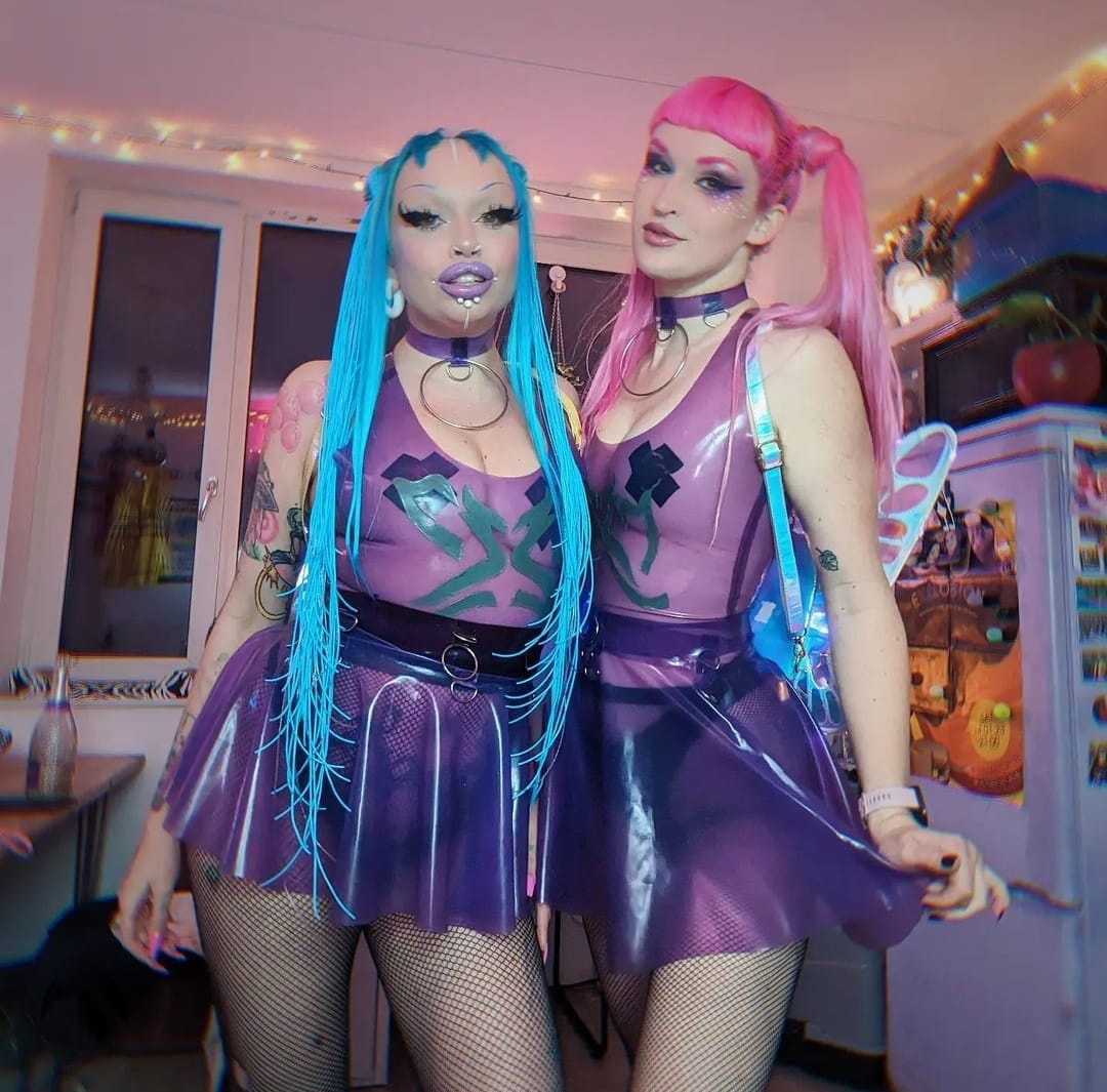BBYGRL Latex D-Ring Mini Skirt