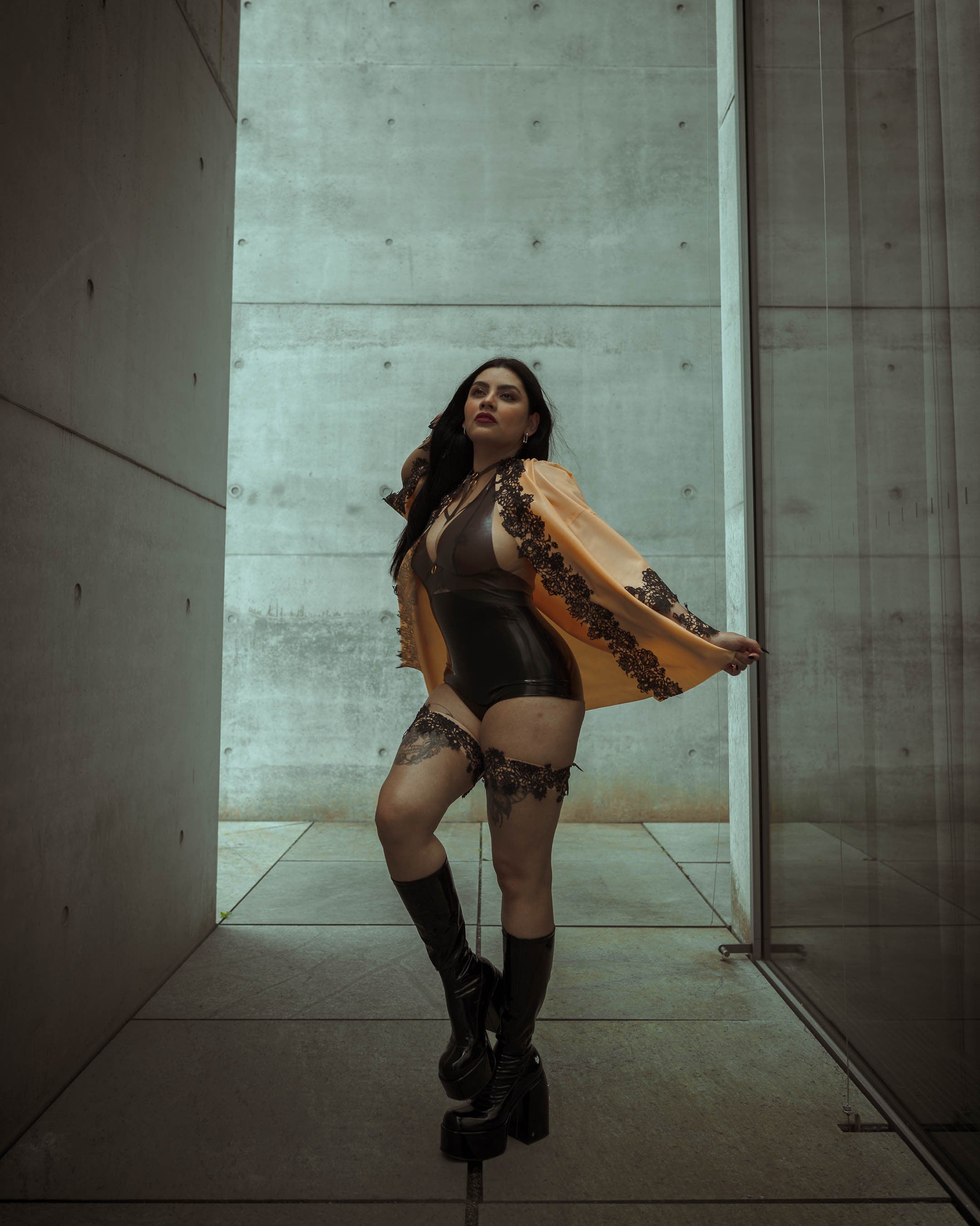 PHOSPHENES Lace Latex Kimono Jacket