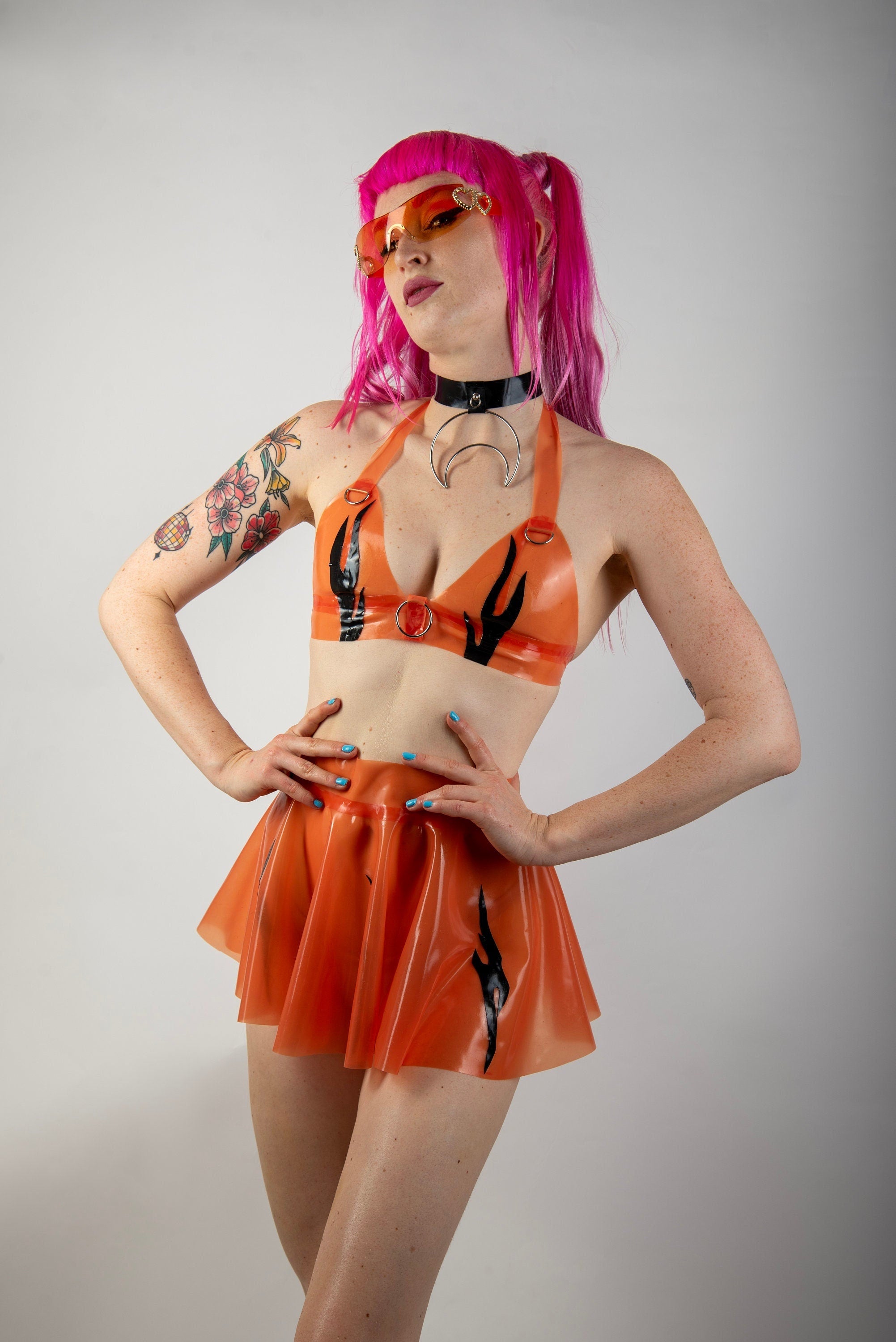 AIMEE Latex Flame Bikini Top
