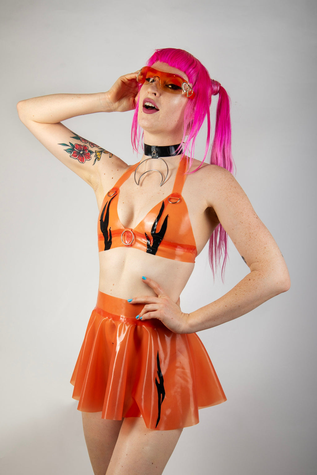 AIMEE Latex Flame Bikini Top