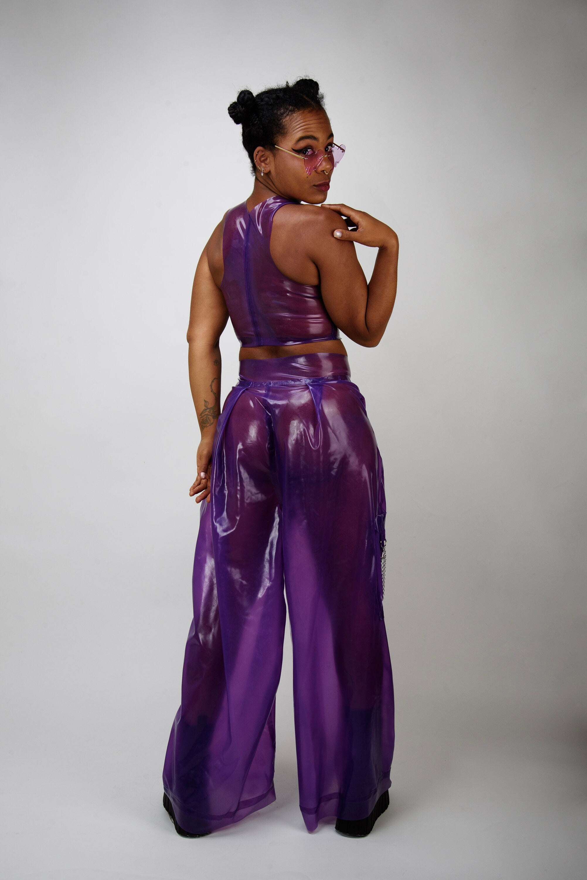 CYBERLUV Latex Wide-Leg Pants
