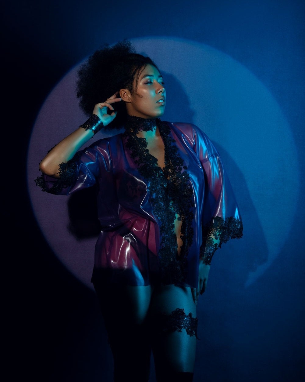 PHOSPHENES Lace Latex Kimono Jacket