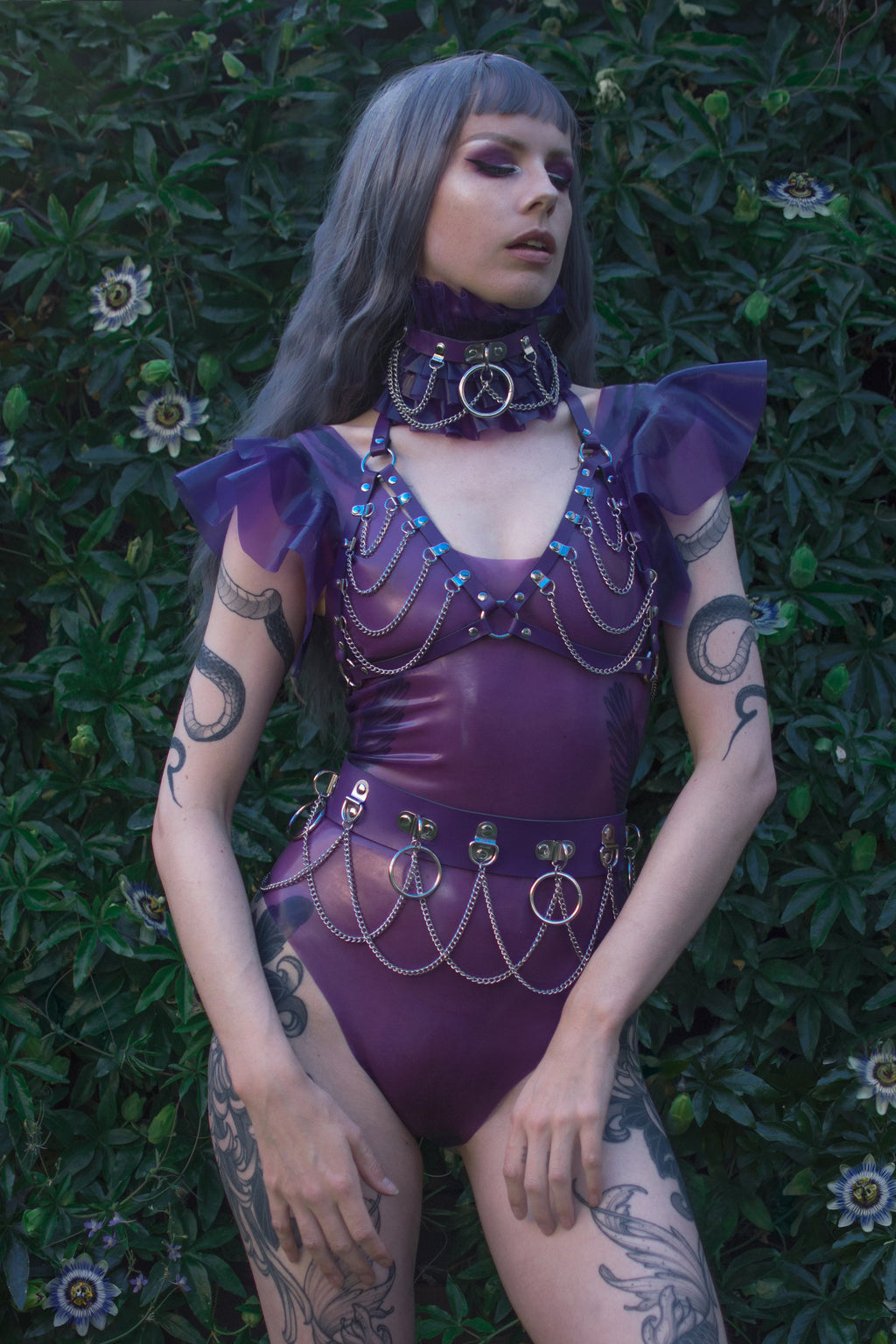 DREAM Latex Bodysuit with Frilled Epaulettes