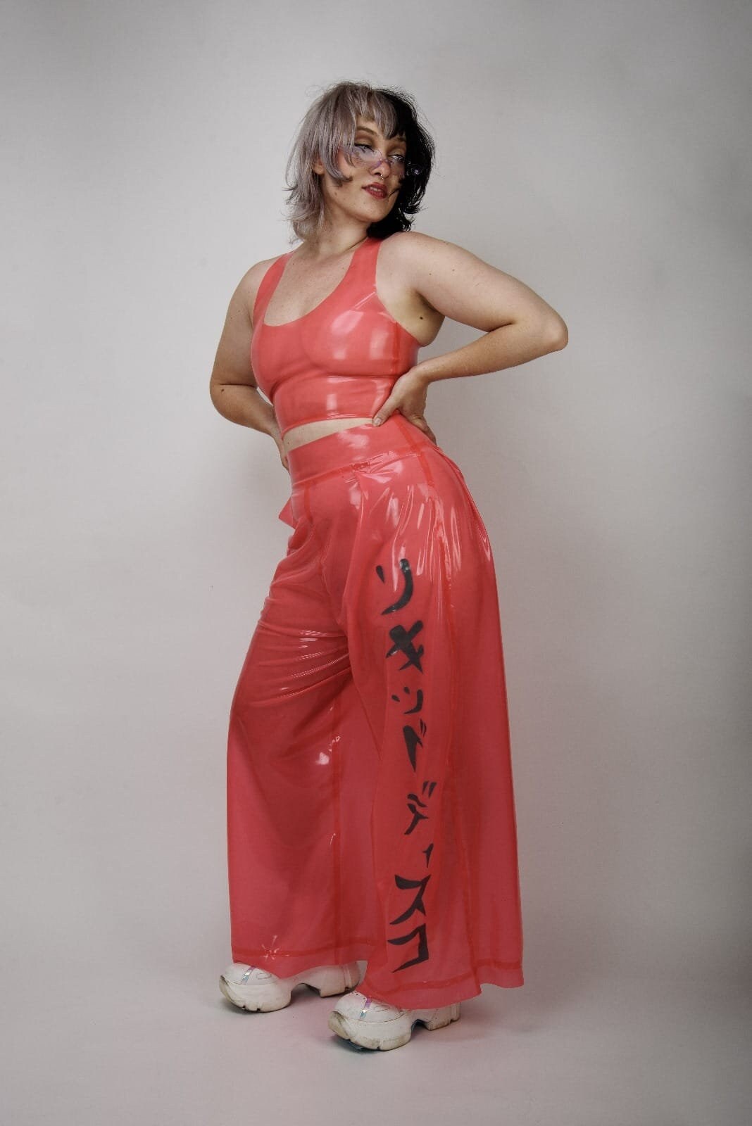 CYBERLUV Latex Wide-Leg Pants